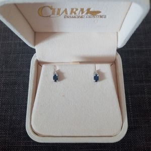 COPY - Oval sapphire and diamond earring in 10k white gold.
